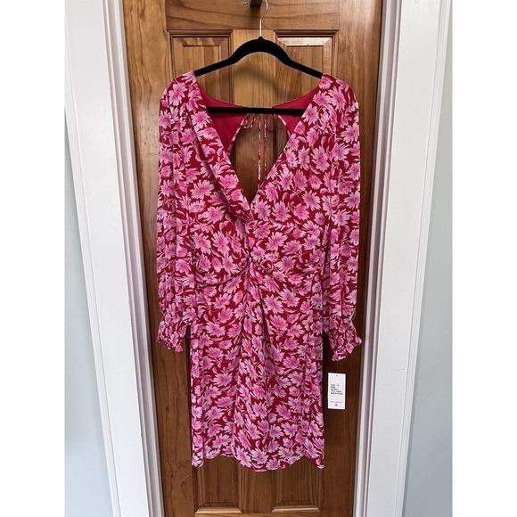NWT Julia Jordon Red Pink Floral Long Sleeve Dress SZ 12 knee length - Picture 7 of 12
